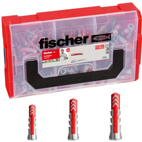 Fischer FixTainer DuoPower, 210 Tasselli Universali, per Fissaggio su Muro Pieno, Mattone Forato, Cartongesso e Calcestruzzo cellulare, 536161
