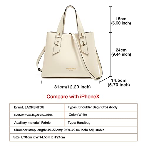 Image of LAORENTOU Women Crossbody Handbags Genuine Leather Satchel Handbags for Women Top-handle Shoulder Tote Purses
