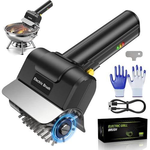 KEAGAN Electric Grill Brush USB Rechargeable BBQ Cleaning Brush High-Speed Rotating Brush Head Wire Barbecue Grill Cleaner for Gas Charcoal Grills Powerful Cleaning Tool for BBQ Grates