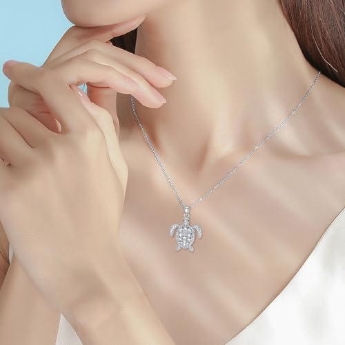 Diamond Turtle Necklace for Women 925 Sterling Silver Sea Turtles Pendant Necklace Jewelry Gift for Birthday2