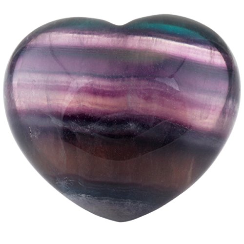 Rockcloud Healing Crystal Fluorite Heart Love Carved Palm Worry Stone Chakra Reiki Balancing
