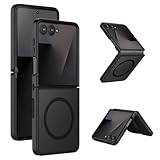 Cresee Magentic for Samsung Galaxy Z Flip 7 Case, Compatible with Magsafe, Phone Case Matte Translucent Hard Back + Soft TPU Bumper Shockproof Cover with Magnets for Galaxy Z Flip7 - Black Frost