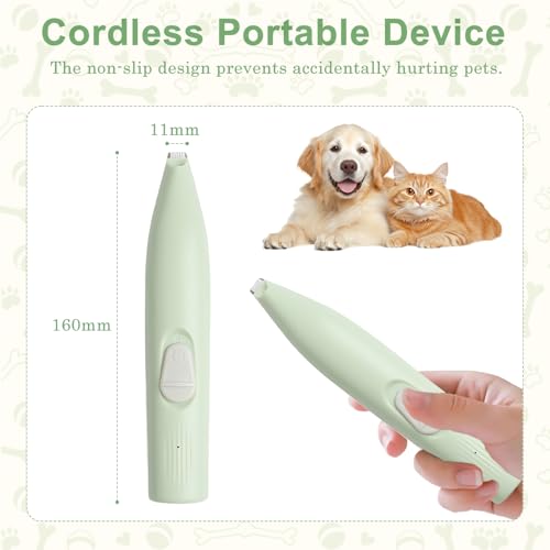 Image of TecoKart Dog Cat Trimmer for Paw with USB Rechargeable and Low Noise, Dogs Hair Cutting Machine with LED Light for Small Spots - Green