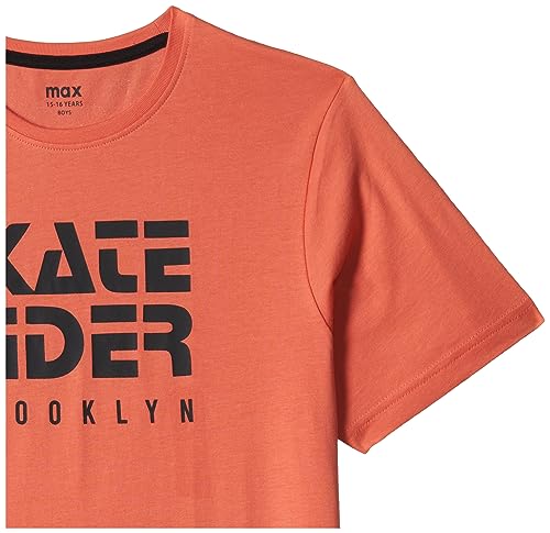 Image of Max Boys Pure Cotton Typographic Printed Knit T-Shirt