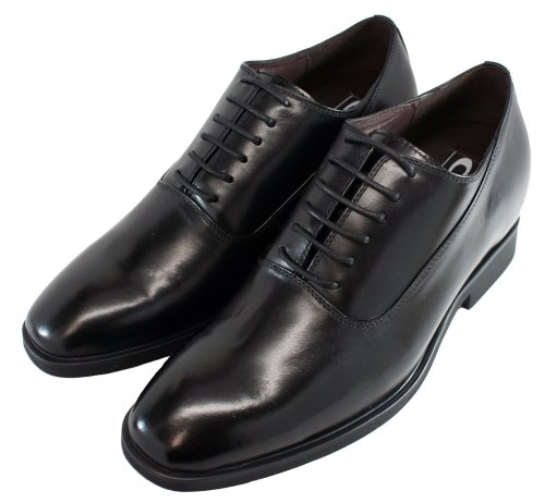 CALTO Men's Invisible Height Increasing Elevator Shoes - Black Premium Leather Lace-up Formal Dress Oxfords - 3 Inches Taller - G8082 - Size 11.5 D(M) US3