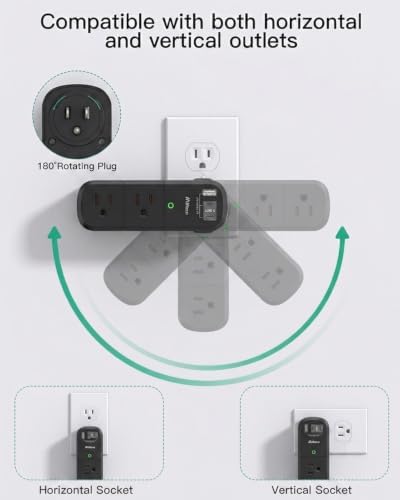 PD20W USB Outlet Extender with Rotating Plug, 6 AC Multi Plug Wall Outlets - 1
