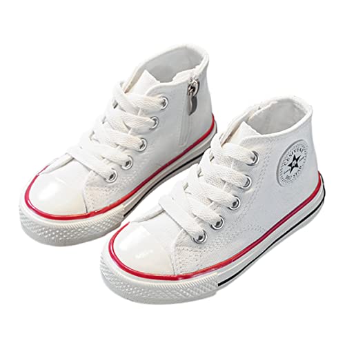 DEBAIJIA Niños Zapatos De Lona Sneakers Clásico Zapatillas de Deportivos Running Casuales Zapatos Atléticos Calzado De Deporte EU 26-B-Blanco Rojo