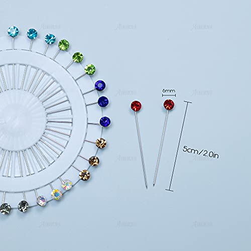 AUEAR 30 PCS Crystal Hijab Scarf Pins Brooch Straight Head Sewing Snag Free Wedding for Women