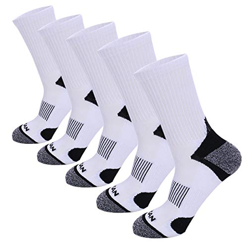 MEIKAN Calcetines De Deporte, para Hombre, Mujer y niño,5 Pares Calcetines De Corte para Correr. (Blanco[5Pairs], S:EU35-38/(UK2-5))