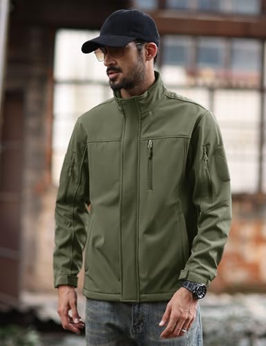 Magcomsen Mens Rain Jacket Tactical Jacket For Men Windbreaker Men Water Resistant Jacket Softshell Jackets Army Green thumb #6