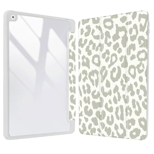 Coque léopard iPad 9 2021 coque de protection 10.2 pouces avec porte-crayon transparente