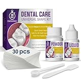 Zahnzement & Zahnreparaturset, Zahnfüllung Reparatur Set, Zahnkleber für Provisorische Füllungen, Zahnzement Für Kronen Und Brücken, Extra Starkes Dental Kit (20g + 10ml+30pcs)
