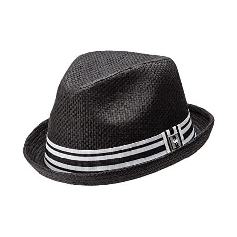 Peter Grimm Men's Standard Depp Natural Straw Fedora, Black, XX-Large Cover