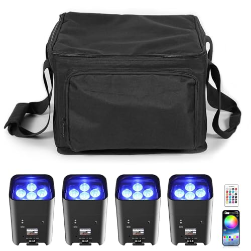 4Pcs Bag Battery Powered Uplights Rechargeable Par Can