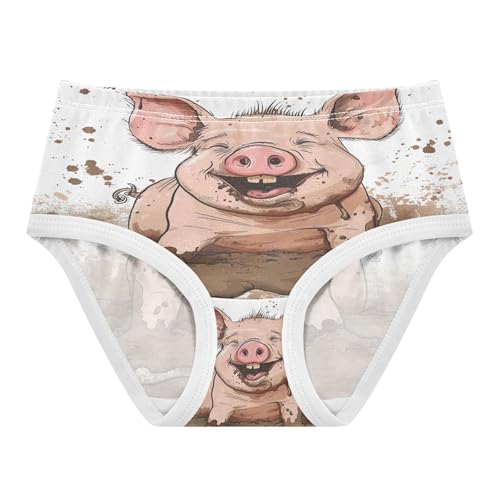 Joitme Cotton Toddler Girls Underwear Piggy Mud Pig Panties Little Girl Artistic Briefs Kids Undies 4T