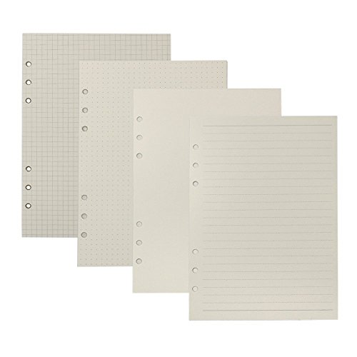 A6 6-Ring Loose Leaf Binder Journal from MoMaek, w/80 Insert Pages(Dot Grid/Square Grid/Ruled/Blank) + 6 Index Divider Tabs + 1 Clear Page Maker + 1 Ziplock Pouch Included, Refillable