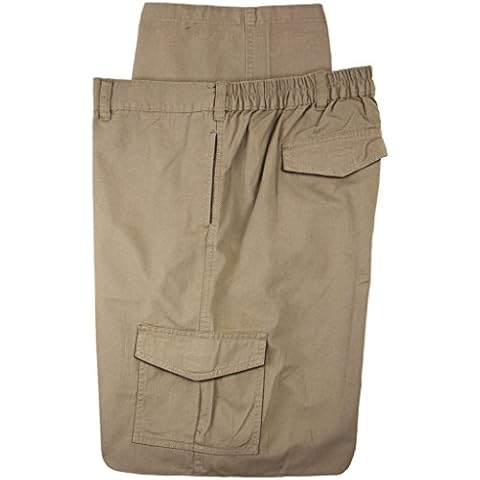 Falcon Bay Big and Tall Men's Expandable Waist Cargo Pants 7XL Khaki Cover