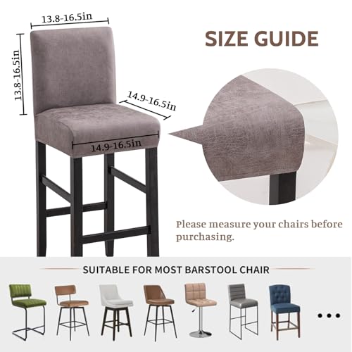 Image of FUANGUI Bar Stool Covers Set of 4, Stretch Bar Stool Seat Covers | Washable Removable Bar Chair Covers with Backs Slipcovers, Bar Chair Covers Square for Kitchen Dining Room Cafe
