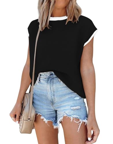 Image of Disamer Cap Sleeve Knit Sweater Tops Sleeveless Vest 2026 Spring Clothes Oversized Summer Tank Trendy Short Sleeve T Shirts