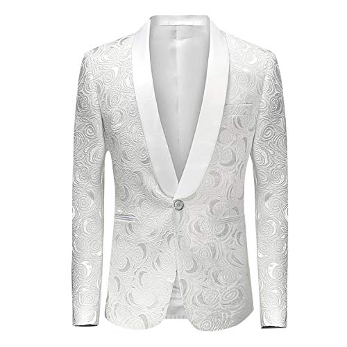 HBDesign 1 Piece 1 Button Shawl Collar Embossing Suits Jacket