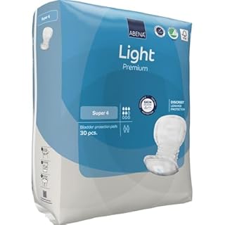ABENA Light Super 4, Pack of 30, 850ml, Overnight Incontinence and Period Protection, Extra Absorbent Sanitary Pads for Heavy Flow, Soft, Breathable & Comfortable Design for Incontinence