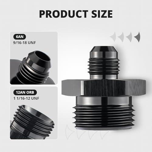 Image of EVIL ENERGY 6AN Flare to 12AN ORB Male 1PC Fuel Rail Adapter Fitting Black