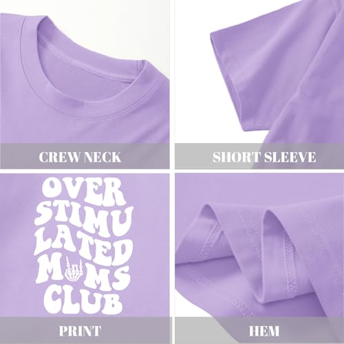 Image of Yuyiify Oversized Tshirts for Women Mama Overstimulated Cool Moms Club Skeleton Shirt Funny Mom Graphic Tees Top