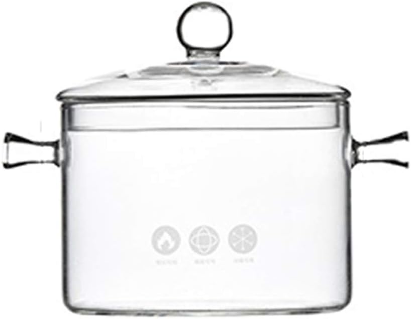UPKOCH Heat Resistant Soup Pot Glass Cooking Pot Transparent Stew Pot Pan Instant Noodle Pot Noodles Bowls for Home Kitchen Restaurant (1 L with Bead Cover)