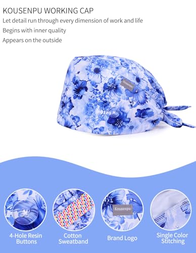 Image of Kousenpu Scrub Caps for Men, Adjustable Surgical Cap, Breathable Medical Hat for Doctors, Nurses & Healthcare Professionals