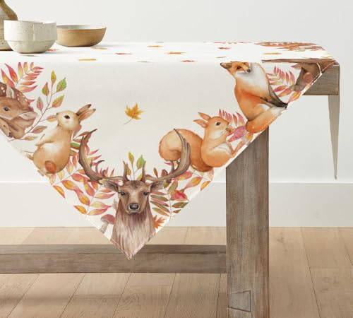 Artoid Mode Bäume Hirsch Deer Vögel Herbst Tischdecke, Saisonnal...