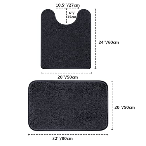 Image of VANZAVANZU Bathroom Rug Set - 2 Piece U Shaped Toilet Covers and Mats, Non Slip, Extra Soft, Absorbant, Microfiber Shaggy Thick