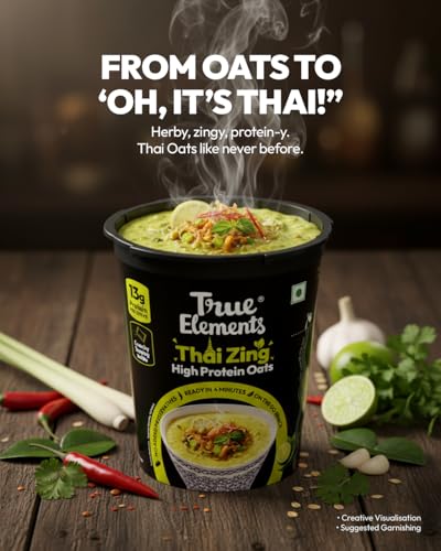 Image of True Elements Thai Zing Protein Oats 62g - High Protein Instant Oat | Savoury Oats Cup | Healthy Ready-to-Eat Meal