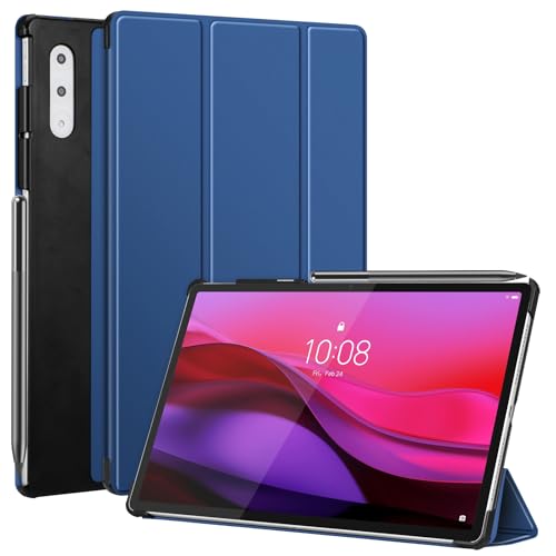 Fintie Hülle für Lenovo Yoga Tab Plus Tablet 12.7 Zoll 2025 (TB-520FU), Schlank Kunstleder Schutzhülle mit Auto Schlaf/Wach, Marineblau