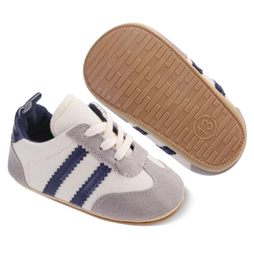Baby Boys Girls Shoes Infant Breathable Lightweight Sneakers Non Slip Flexible Rubber Sole Pull On Sock Shoes for Babies Beige White 6-12 Months