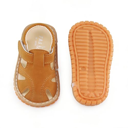 Image of SOFMUO Baby Boys Girls Closed Toe Squeaky Sandals Toddler Summer Shoes | Soft Non-Slip Rubber Sole,Closed Toe Protection,Adjustable Strap,Squeaky Design,Summer Outdoor Prewalkers