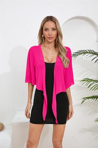 Image of TASAMO Women's 2026 Summer Lightweight Short Bolero Cardigan Shrug Sheer Tie Front Top 3 /4 Sleeve Jacket for Dress