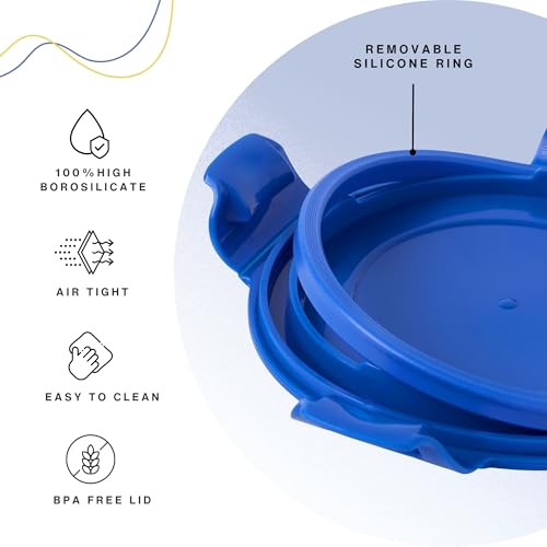 Image of United Colors of Benetton Lunch Bag Set with 3 Glass Containers | Insulated Leakproof Tiffin Bag for Office, School & Travel | Durable, Stylish, BPA-Free Food Storage Kit (Navy-Blue)