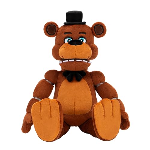 Image of Jazwares Five Nights at Freddy's 14 inch Poseable Sound Classic Freddy Plush - 4 Sounds, and Glow-in-The-Dark Eyes - Ages 8+