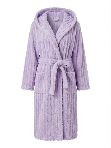 Image of HEARTNICE Fuzzy Soft Robes for Women, Long Plush Hooded Robe Fluffy Warm Bathrobes