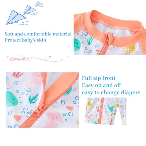 Image of UMELOK Baby Girl One Piece Swimsuit Infant Rash Guard Bathing Suit