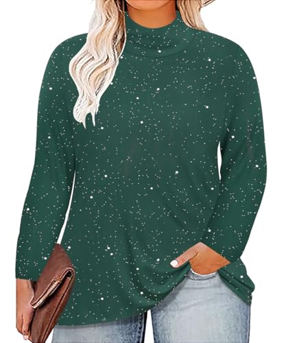 Image of CARCOS Womens Plus Size Tops Mock Neck Long Sleeve Shirts Turtleneck Tunics for Fall Winter XL-5XL