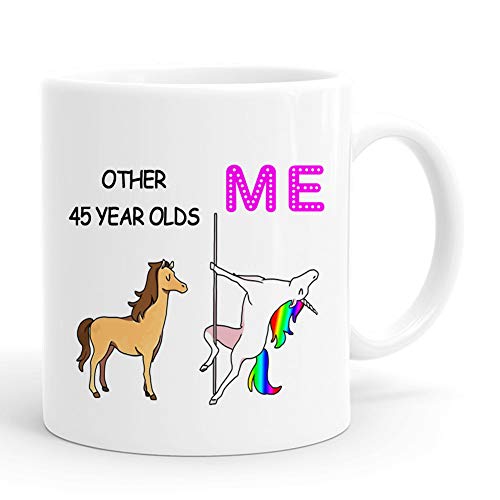 Funny 45th Birthday Gifts for Women, 45th Birthday Mug, 1974 45 Year Old Birthday Gifts, Happy 45th Birthday Gag Mugs for Her, Friend, Mom, Sister, Wife, Coworker,11 Ounces (Me)