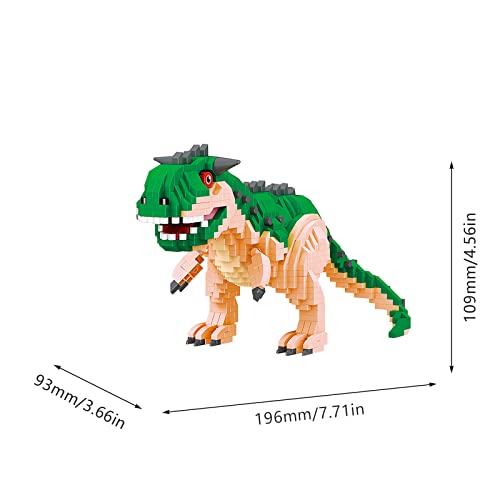Larcele Micro Building Blocks Dinosaur Set, DIY Mini 3D Building Toy Bricks,1060 Pieces KLJM-06 (Carnotaurus) - Image 3