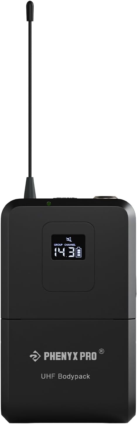 Wireless Bodypack Transmitter, UHF Bodypack Microphone for PTU-71/PTU-7000/PTU-6000, with Selectable Frequencies, Mute Function (PWB-7)