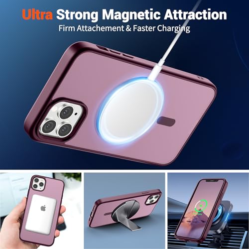 Image of SUPFINE Magnetic for iPhone 11 Pro Max Case Wine Red | (Compatible with MagSafe)(Military Grade Drop Protection)Shockproof Translucent Matte Phone Cover