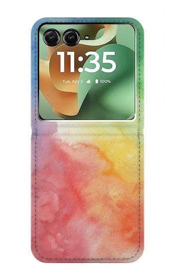 Etui flip Motorola Razr 70+ 60+ en cuir aquarelle