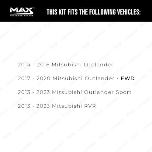 Image of MAX Advanced Brakes - Rear Brake Kit For 2013-2023 Mitsubishi Outlander Sport, Mitsubishi RVR| Carbon Ceramic Brake and Rotor Kit| Drilled Slotted Brake Rotors