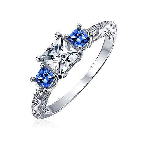 Bague de fiançailles trois pierres princesse pour femme le cadeau idéal en argent 925