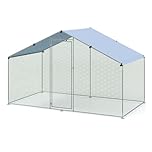 COSTWAY Large Chicken Run Coop, Galvanized Metal Walk-in Hen House with Waterproof & Sun-protective Cover, Poultry Shade Cage for Hens Rabbit Dogs Ducks