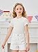 Haloumoning Girls Short Sleeve T-Shirts Kids Rib Knit Slim Fit Tops Summer Fashion Crewneck Tees 5-14 Years White